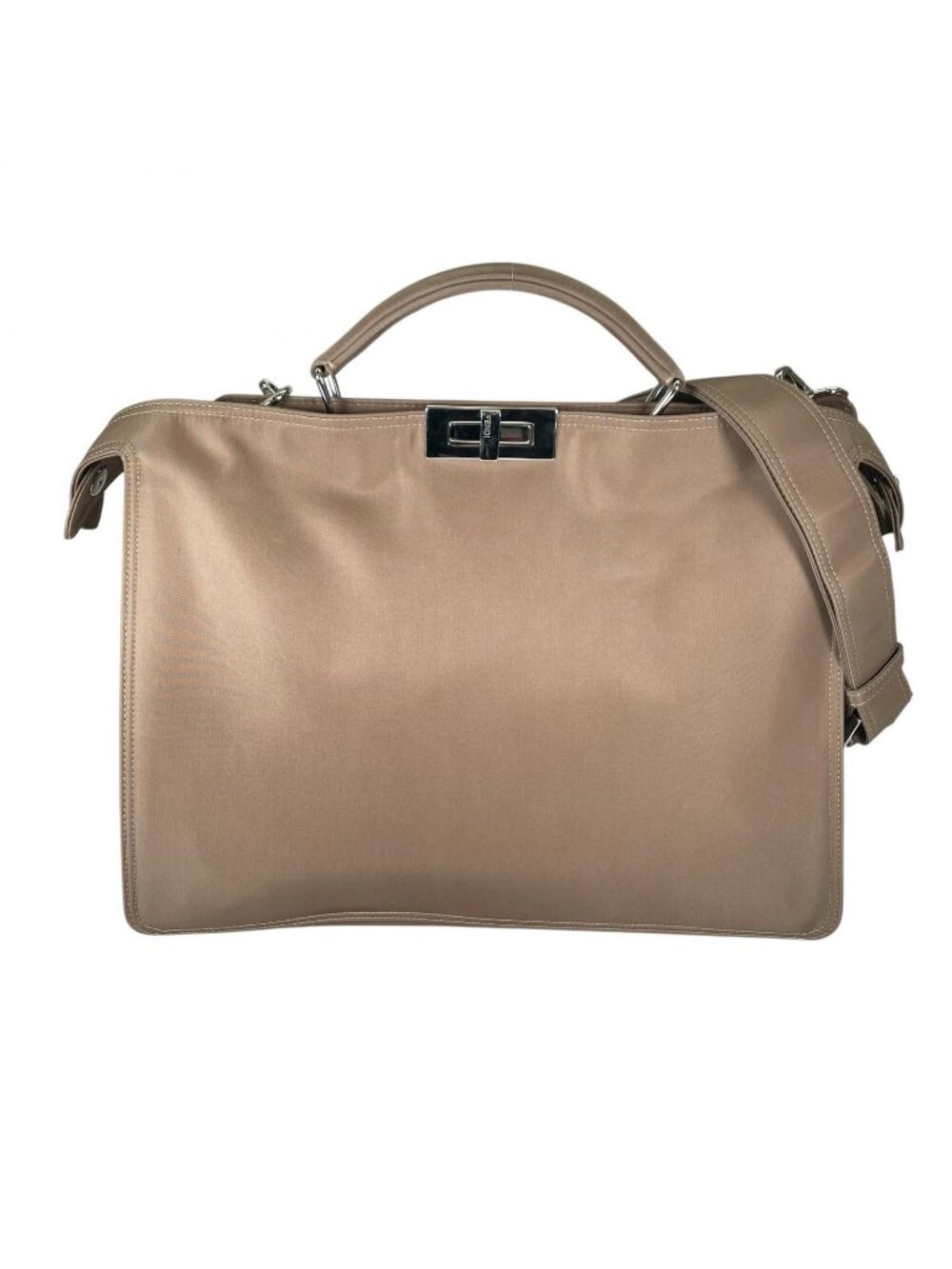 Fendi Peekaboo Business Bag Nylon Beige
